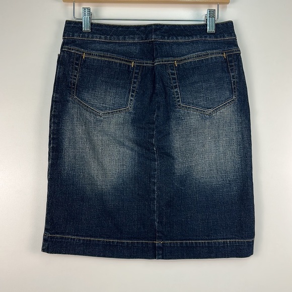 Bebe Distressed Dark Denim Pencil Skirt Size 25 - Picture 3 of 6